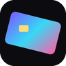 Prepaid — a tilted iridescent card